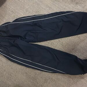 Navy Track Pants with White Stripes